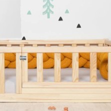 Oppipo 50 cm Korkuluklu Montessori Karyola - Ahşap Karyola -Montessori Yatak