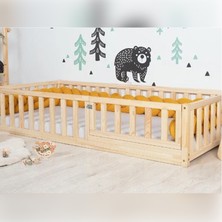 Oppipo 50 cm Korkuluklu Montessori Karyola - Ahşap Karyola -Montessori Yatak