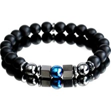 Joydizayn Oniks Mavi Hematit Doğal Taş Erkek Bileklik