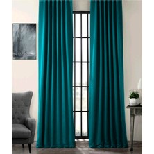 Evdepo Home Taç Petrol Mavisi Karartma Blackout Fon Perde, Pilesiz Düz Dikim Ekstrafor Büzgü, Tek Kanat, 80 x 250 cm
