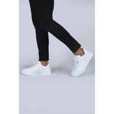 Jump Unisex Spor Ayakkabı 22233 Beyaz Suni Deri Bağcıklı Taban Konforlu Tasarım