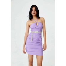 New İstanbul Julie Drapeli Mini Elbise