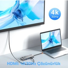 Fogy Hub 10IN1 Type-C Hub 3*usb3.0+4k HD+PD+3.5MM+SD+TF+VGA+RJ45+ Hub Adaptörü