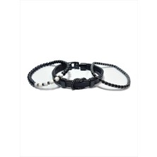 Janti JTSS23KOB1274 Janti Kombin Bileklik Onyx Hematit Havlit Doğaltaş Hakiki Deri