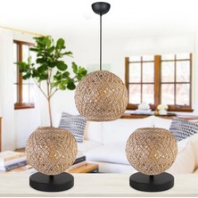 Homing Küre Jüt Ip Sık Dokumalı Mini Sarkıt ve Abajur Seti