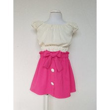 Moms And Babies Terzim Ayşenur Kız Çocuk Etek Pembe Renkli Kız Çocuk-Bebek Bluzlu Etek Takımı 0-5 Yaş