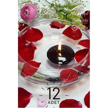 MaisonArt Float Siyah 12 Adet Yüzen Mum 4 Saat Yanan Tea Light Mum Kokusuz Terapi Mumu