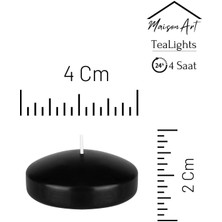 MaisonArt Float Siyah 12 Adet Yüzen Mum 4 Saat Yanan Tea Light Mum Kokusuz Terapi Mumu