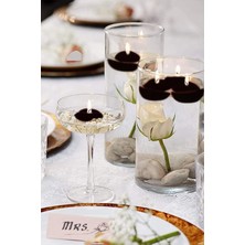 MaisonArt Float Siyah 12 Adet Yüzen Mum 4 Saat Yanan Tea Light Mum Kokusuz Terapi Mumu
