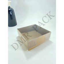 Dmrpack  9X9X3 cm Kraft Asetat Kapaklı Kutu (100 Adet) Düğün Nişan Kına Mum Hediyelik Kutu