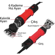 Millian Çelik Şanzuman 9800 Devir Ayarlı Koyun Kırkma Makinesi Sürekli Kesime Uygun + 5 Bıçak + 5 Tarak