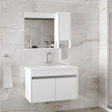 Alfa Banyo Visente-Oa Beyaz 80 cm Mdf-Aynalı-Lavabolu Banyo Dolabı Takımı***demonte Değil***