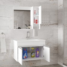 Alfa Banyo Visente-Oa Beyaz 80 cm Mdf-Aynalı-Lavabolu Banyo Dolabı Takımı***demonte Değil***