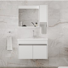 Alfa Banyo Visente-Oa Beyaz 80 cm Mdf-Aynalı-Lavabolu Banyo Dolabı Takımı***demonte Değil***