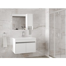 Alfa Banyo Visente-Oa Beyaz 80 cm Mdf-Aynalı-Lavabolu Banyo Dolabı Takımı***demonte Değil***