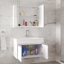 Alfa Banyo Visente-Ea Beyaz 80 cm Mdf-Aynalı-Lavabolu Banyo Dolabı Takımı***demonte Değil***