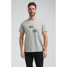 New World Polo Bisiklet Yaka Gri Boyalı Slim Fit Tişört 23SSM20289