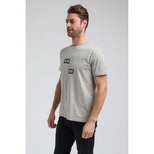 New World Polo Bisiklet Yaka Gri Boyalı Slim Fit Tişört 23SSM20289