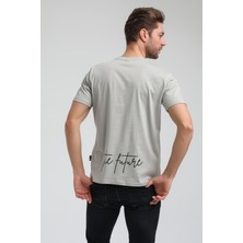 New World Polo Bisiklet Yaka Gri Boyalı Slim Fit Tişört 23SSM20289