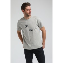 New World Polo Bisiklet Yaka Gri Boyalı Slim Fit Tişört 23SSM20289