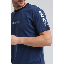 New World Polo Bisiklet Yaka Indigo Slim Fit Tişört 23SSM20317
