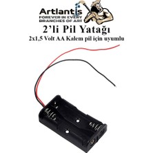 Artlantis 2 Li Pil Yatağı Deney 10 Adet Pil Yuvası Pil Kutusu Aa Kalem Kalın Pil 2x1,5 Volt Yaylı Pil Yuvası