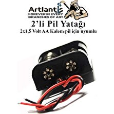 Artlantis 2 Li Pil Yatağı Deney 10 Adet Pil Yuvası Pil Kutusu Aa Kalem Kalın Pil 2x1,5 Volt Yaylı Pil Yuvası