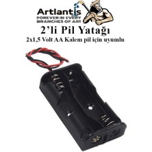 Artlantis 2 Li Pil Yatağı Deney 10 Adet Pil Yuvası Pil Kutusu Aa Kalem Kalın Pil 2x1,5 Volt Yaylı Pil Yuvası