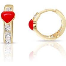 Lilarote Kalpli Yuvarlak Taşlı Çocuk Altın Küpe