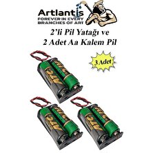 2 Li Pil Yatağı Deney 3 Adet ve 6 Adet 1.5V Pil 1 Paket Pil Yuvası Pil Kutusu Aa Kalem Kalın Pil 2x1,5 Volt Yaylı Pil Yuvası