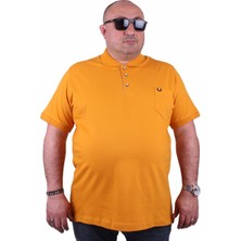 Moc Grande Büyük Beden Hardal Likralı Klasik Cepli Polo Tişört 11501 Erkek Kısa Kol