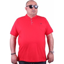 Moc Grande Mocgrande Büyük Beden Likralı Klasik Cepli Polo Tişört 11501 Kırmızı