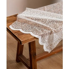 Evdepo Home Taç Geometrik Kullanıma Hazır Ekstraforlu Pilesiz Tül Perde Tek Kanat - Ekru 110 x 260 cm