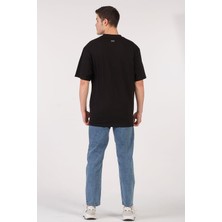 to Cosmos Oversize T-Shirt Renkli Yarım Yüz Panda Siyah