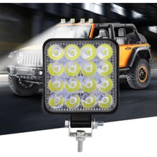 Zauss 16 LED Kare Çalışma Lambası 110X110MM Off Road Traktör Tekne