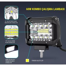 Zauss 60W Kombo Aydınlatma 20 LED Çalışma Lambası Off Road Motorsiklet