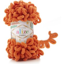 Alize ( 5 Adet ) Puffy 06 Portakal El Örgü Iplikleri Panduf Battaniye İpi Atkı Hırka Paspas Ipliği