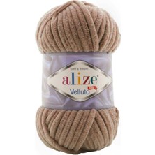 Alize Velluto Kadife El Örgü İpliği 329 Tütün Yumuşak Doku ile 5 Adet Kullanıma Uygun