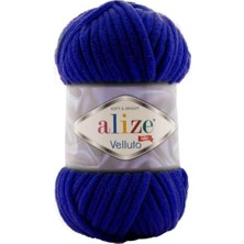 Alize 5 Adet Velluto Kadife El Örgü Ipliği RENK:360 Lacivert