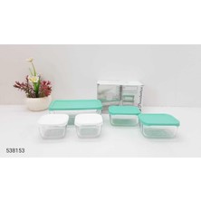 Paşabahçe 5 Parça Saklama Kabı 3 Turkuaz Kapak 2 Beyaz Kapak 95455