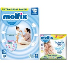 Molfix Bebek Bezi Beden:5 (11-18KG) Junior 78 Adet Ultra Fırsat Pk+3 Adet Islak Mendil