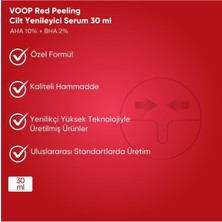 Voop Red Peeling, Cilt Yenileyici Aha 10% + Bha 2% Serum 30 ml