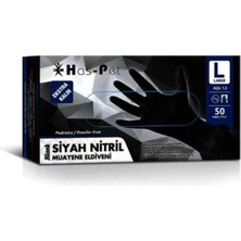 Has-Pet Haspet Nitril Pudrasız Siyah Kalın Eldiven Large Siyah