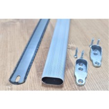 Ersa U Alüminyum 50 cm Uzunluk Dolap Aski Borusu 2 Adet Flanş Vida Testere