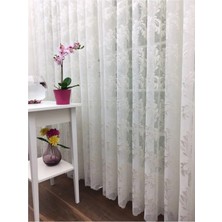 Evdepo Home Taç Şal Desen Kullanıma Hazır 1/3 Sık Pile Tül Perde Tek Kanat - Ekru 100 x 250 cm