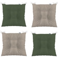 Tezkotekstil Haki Bej 4'lü Kombin Pofidik Kare Sandalye Minderi 40 x 40 cm