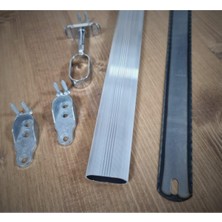 Ersa U Alüminyum 100 cm Uzunluk Dolap Aski Borusu 2 Adet Flanş Vida 1 Adet Ayaklı Orta Flanş Testere