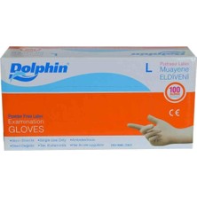 Dolphin Pudrasız Beyaz Latex Eldiven Büyük Boy (L) 100 Lü Paket