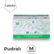 Has-Pet Beyaz Lateks Pudralı   Medium 100'LÜ