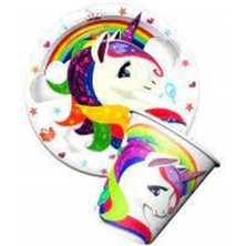 Parti Ustası Partioyunevi Unicorn Karton 8'li Tabak ve 8'li Bardak Tabak 8'li